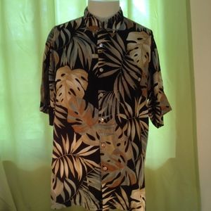 Tori Richard Black Floral Hawaiian Shirt Large